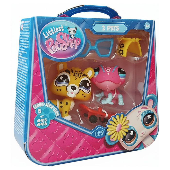 Littlest Pet Shop 2 Pets Series 5 G7 #415 Chameleon & #416 Jaguar Figures