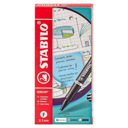 STABILO SENSOR F fineliner Pens Black (10 Pack)