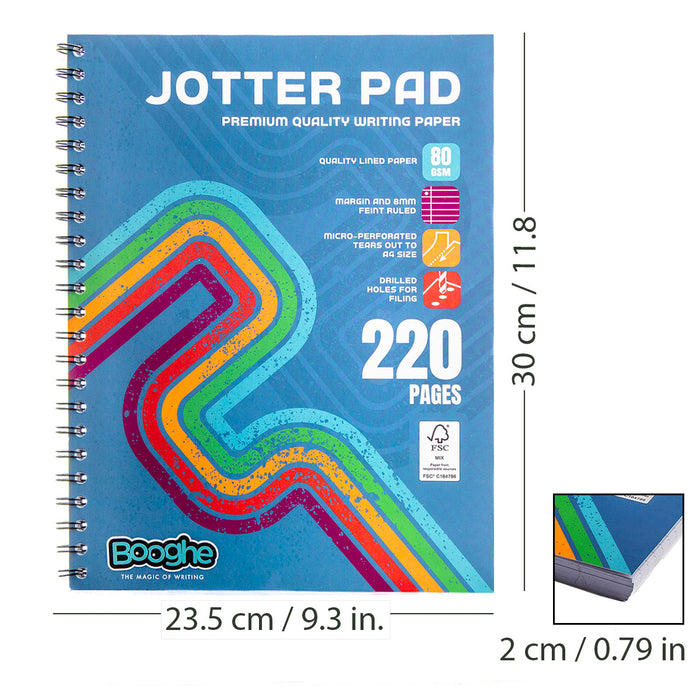 Booghe A4 Lined Jotter Pad (220 Pages)