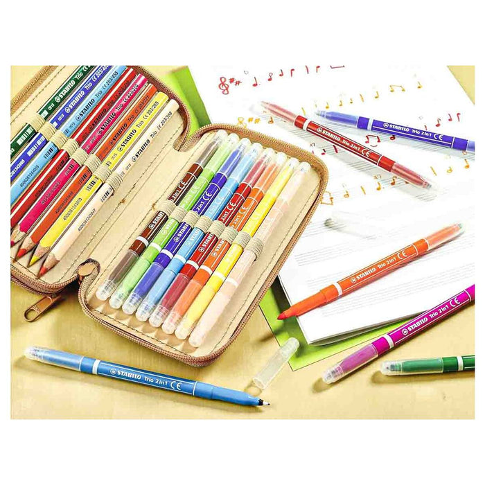 STABILO Trio 2 in 1 Fibre-Tip Pens Black (10 Pack)