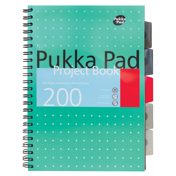 Pukka Pad A4 Metallic Project Book 200 pages 80gsm Wirebound Ruled Pack of 3