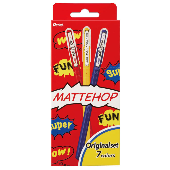  Pentel Mattehop Original Gel Rollerball Pens (7 Pack)
