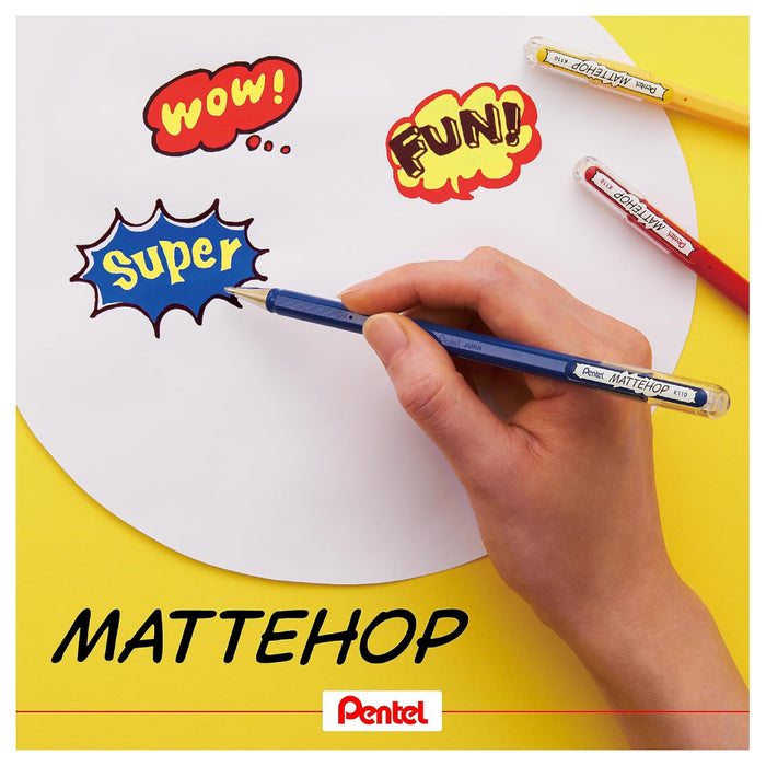  Pentel Mattehop Original Gel Rollerball Pens (7 Pack)