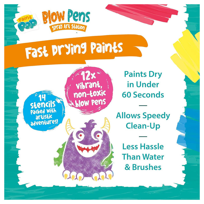 Paint Pop Blow Pens Spray Art Station Set
