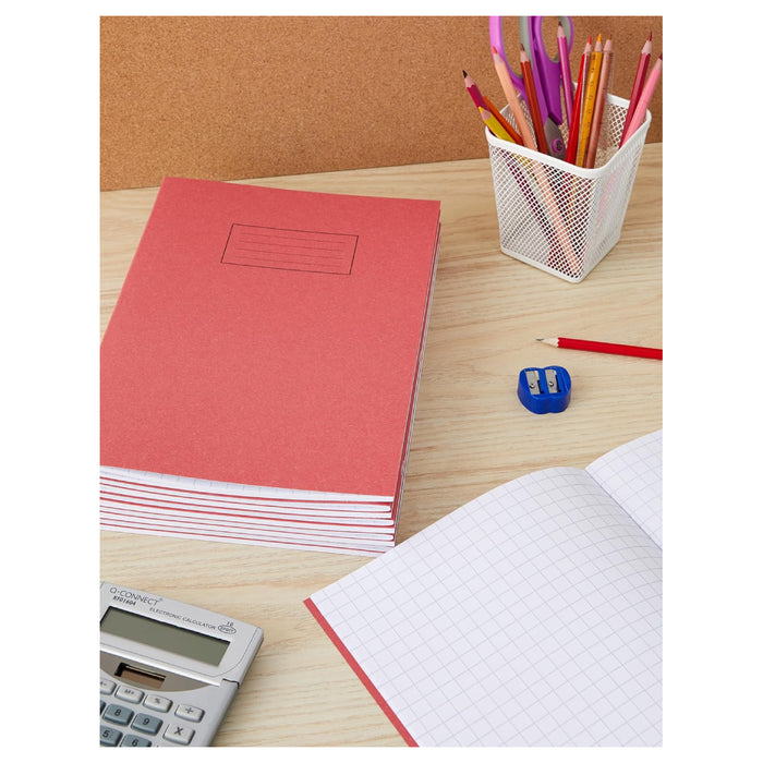 Silvine A4 10mm Squared Exercise Book 80 Pages Red