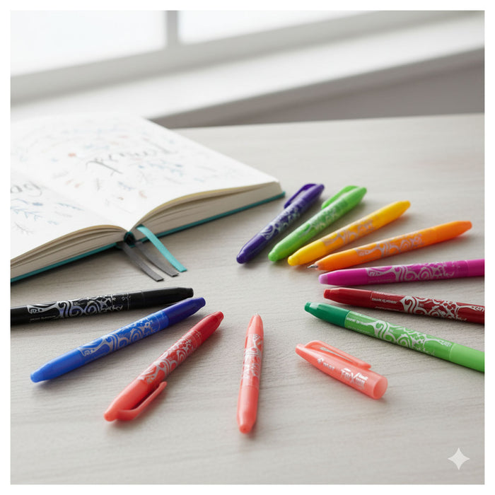 Pilot FriXion Ball Medium Line Pen in Assorted Colours (12 Pack)