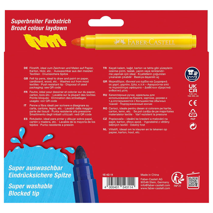 Faber-Castell Felt Tip Jumbo Pens Washable (12 Pack)