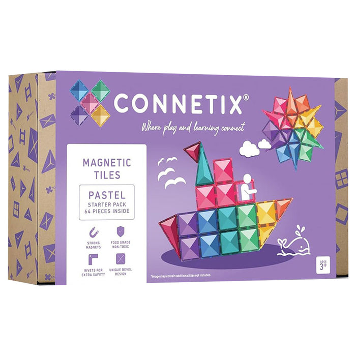 Connetix Magnetic Tiles Pastel Starter Pack 64 Pieces