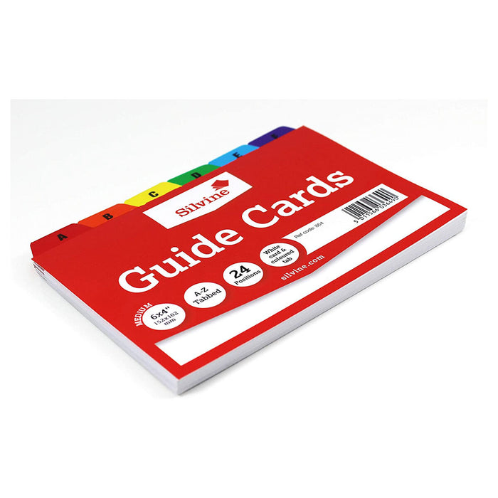 Silvine A6 Medium Guide Cards A-Z Tabbed