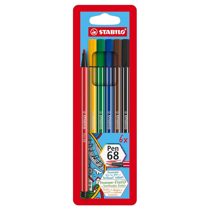STABILO pen 68 Premium Fibre-Tip Pens (6 Pack)