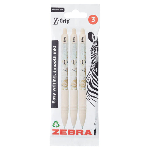 Zebra Pen Z-GRIP Smooth Glam Black Ink Ballpoint Pens 3pk