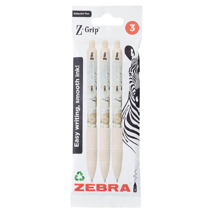 Zebra Pen Z-GRIP Smooth Glam Black Ink Ballpoint Pens 3pk