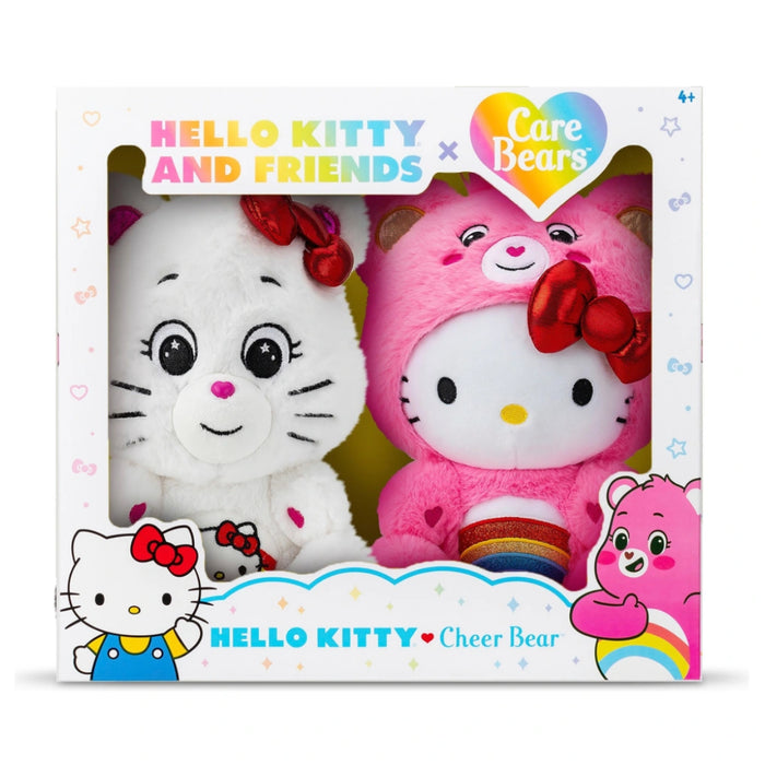 Care Bears x Hello and Friends: Cheer as Hello Kitty & Hello Kitty as Cheer 25cm Plush (2 Pack)