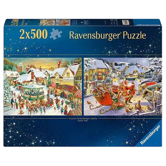 Ravensburger Christmas Market & Santa's Christmas Supper 2 x 500 Piece Jigsaw Puzzles