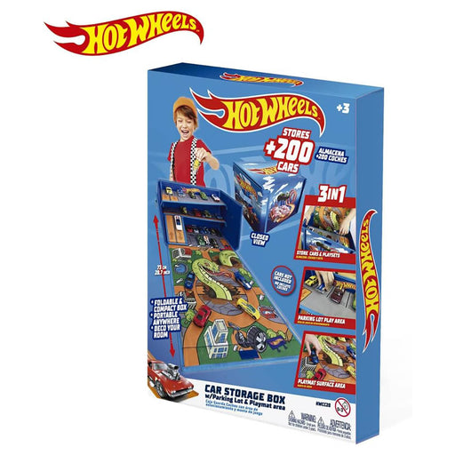 Hot Wheels Car Storage Box with Garage Playset and Playmat