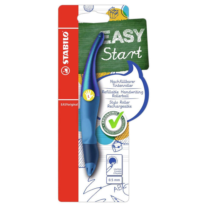 STABILO EASYoriginal Holograph Refillable Handwriting Rollerball Pen Blue Left Handed Grip
