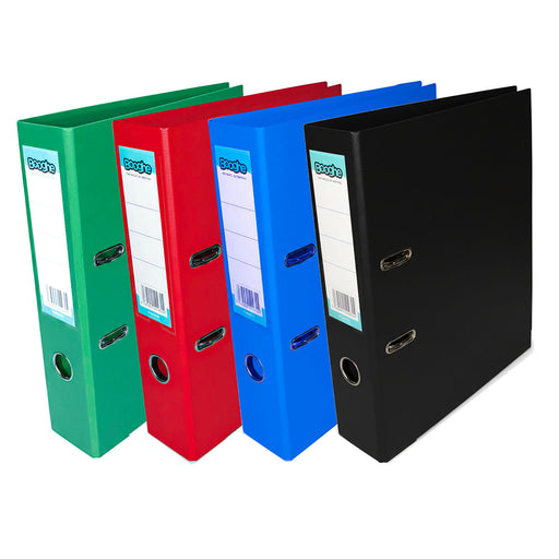 Lever Arch A4 Files Assorted 4 pack (Black, Red, Blue, Green) 
