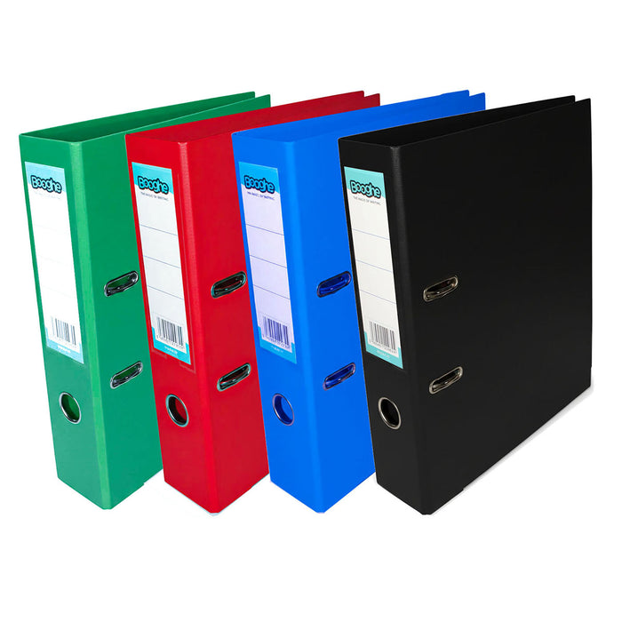 Lever Arch A4 Files Assorted 4 pack (Black, Red, Blue, Green) 