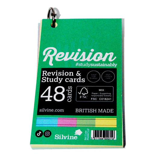 Silvine Revision &amp; Study 48 Cards with Assorted Coloured Sections and Ring Binder