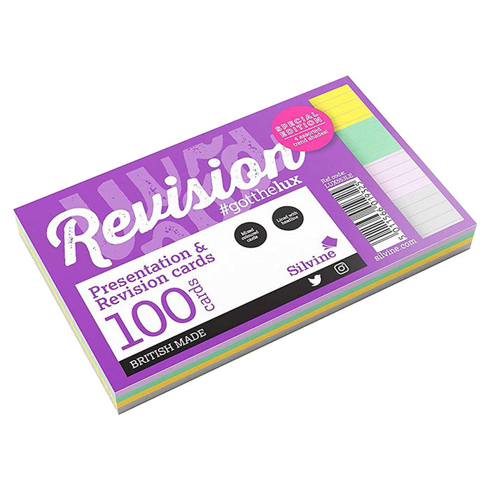 Silvine Presentation & Revision 100 Cards Special Edition in Assorted Trend Colours Ruled