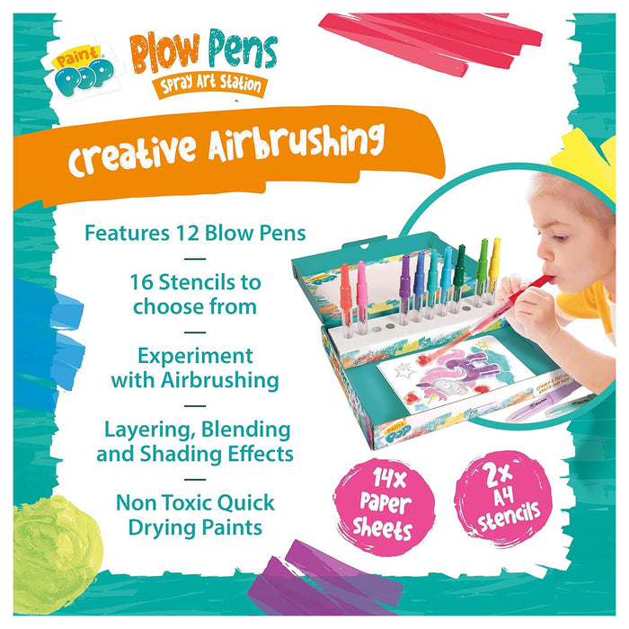 Paint Pop Blow Pens Spray Art Station Set