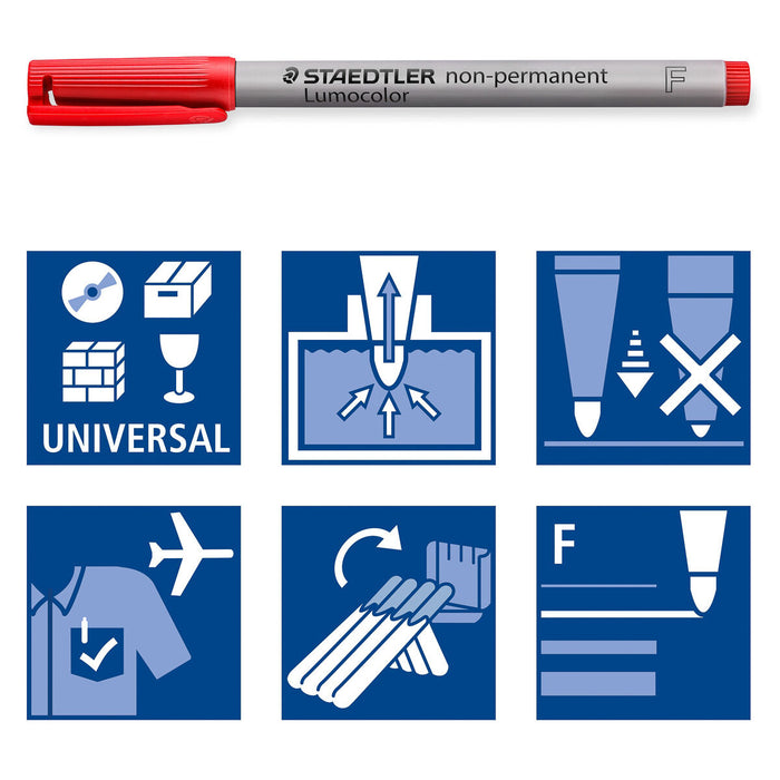 Staedtler Lumocolor Non-Permanent Universal Fine Line Pens Pack of 8