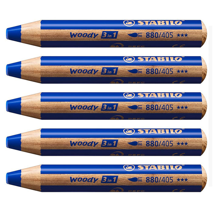 STABILO woody 3-in-1 Multi-talented Ultramarine Pencil (5 Pack)