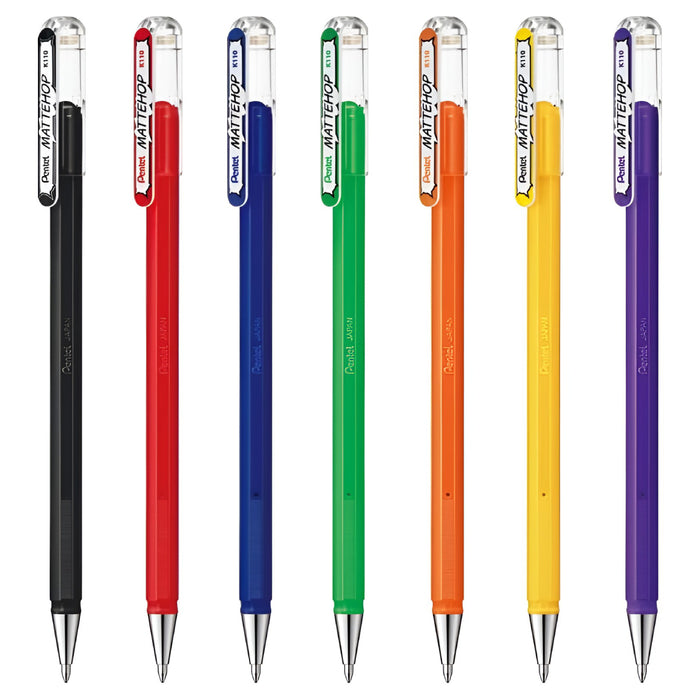 Pentel Mattehop Original Gel Rollerball Pens (7 Pack)