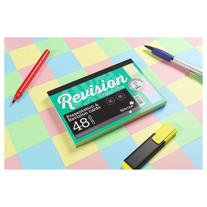 Silvine A6 Presentation & Revision 48 Cards with Assorted Coloured Sections