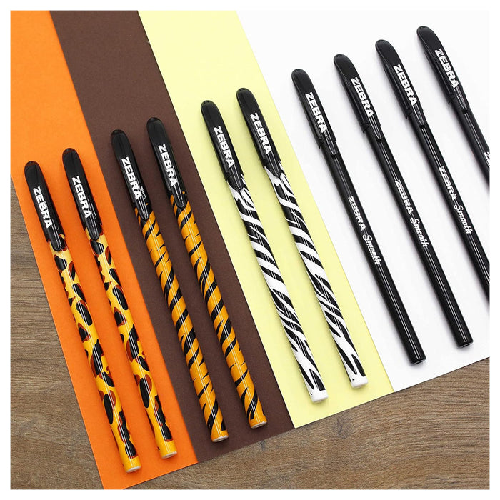 Zebra Doodler'z Stick Ballpoint Pen 1.0mm Animal Print Black 10 Pack