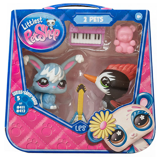 Littlest Pet Shop 2 Pets Series 5 G7 #411 Rabbit & #412 Woodpecker Figures