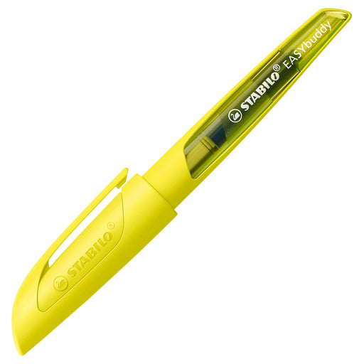STABILO EASYbuddy NEON Yellow Left-Handed Fountain Pen with Blue Ink Cartridge