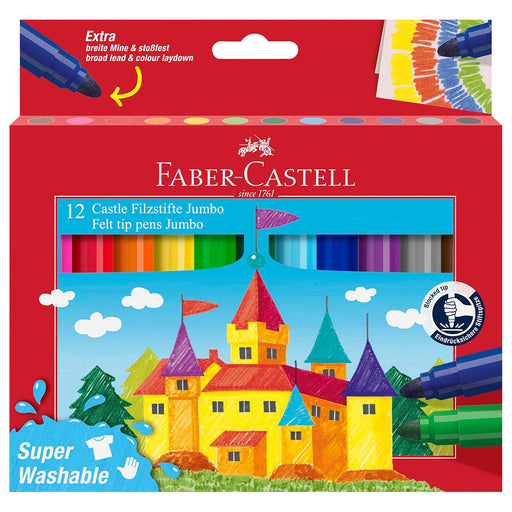 Faber-Castell Felt Tip Jumbo Pens Washable (12 Pack)
