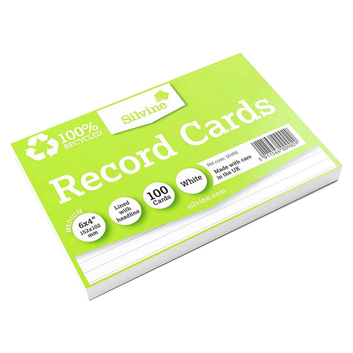 Silvine A6 Record Cards 100% Recycled