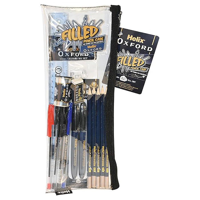 Helix Oxford Filled Pencil Case Clear
