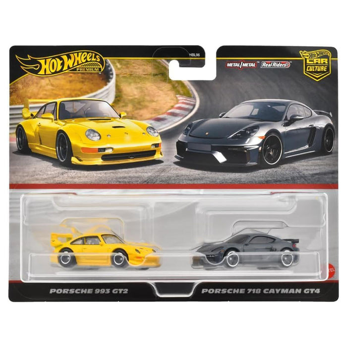 Hot Wheels Premium Car Culture Porsche 993 GT2 and Porsche 718 Cayman GT4 Cars