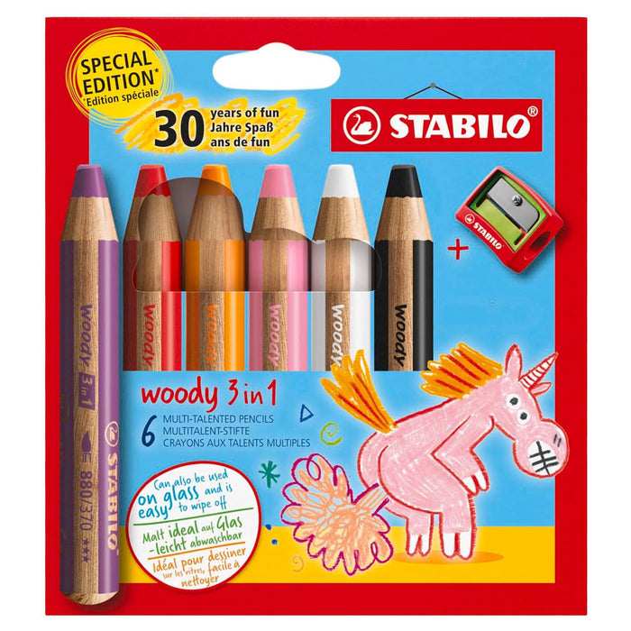 STABILO woody 3 in 1 Multi-Talented Pencils Special Edition Unicorn (6 Pack)