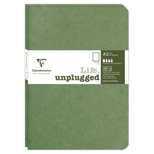Clairefontaine Life Unplugged A5 Duo Blank Notebook Green (2 Pack)