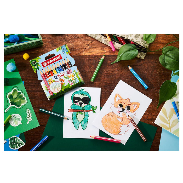 STABILO 12 Trio Animal Vibes Triangular Coloured Pencils