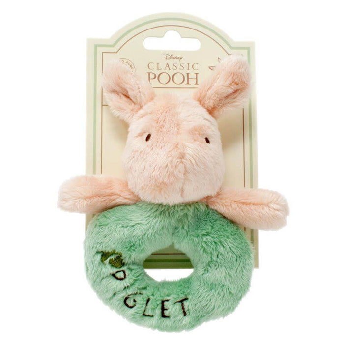 Disney Classic Pooh Hundred Acre Wood Piglet Ring Rattle Soft Toy