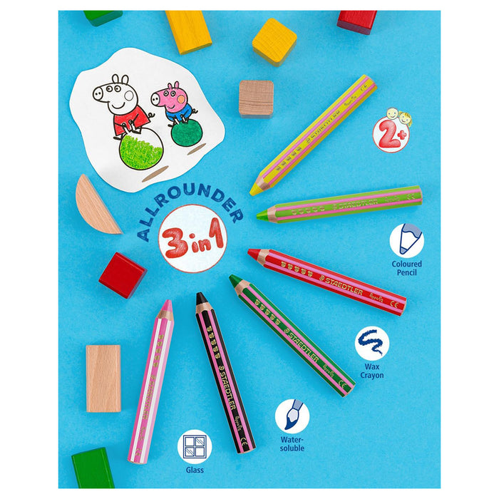 Staedtler Peppa Pig Noris Junior 3-in-1 Pencils (6 Pack)