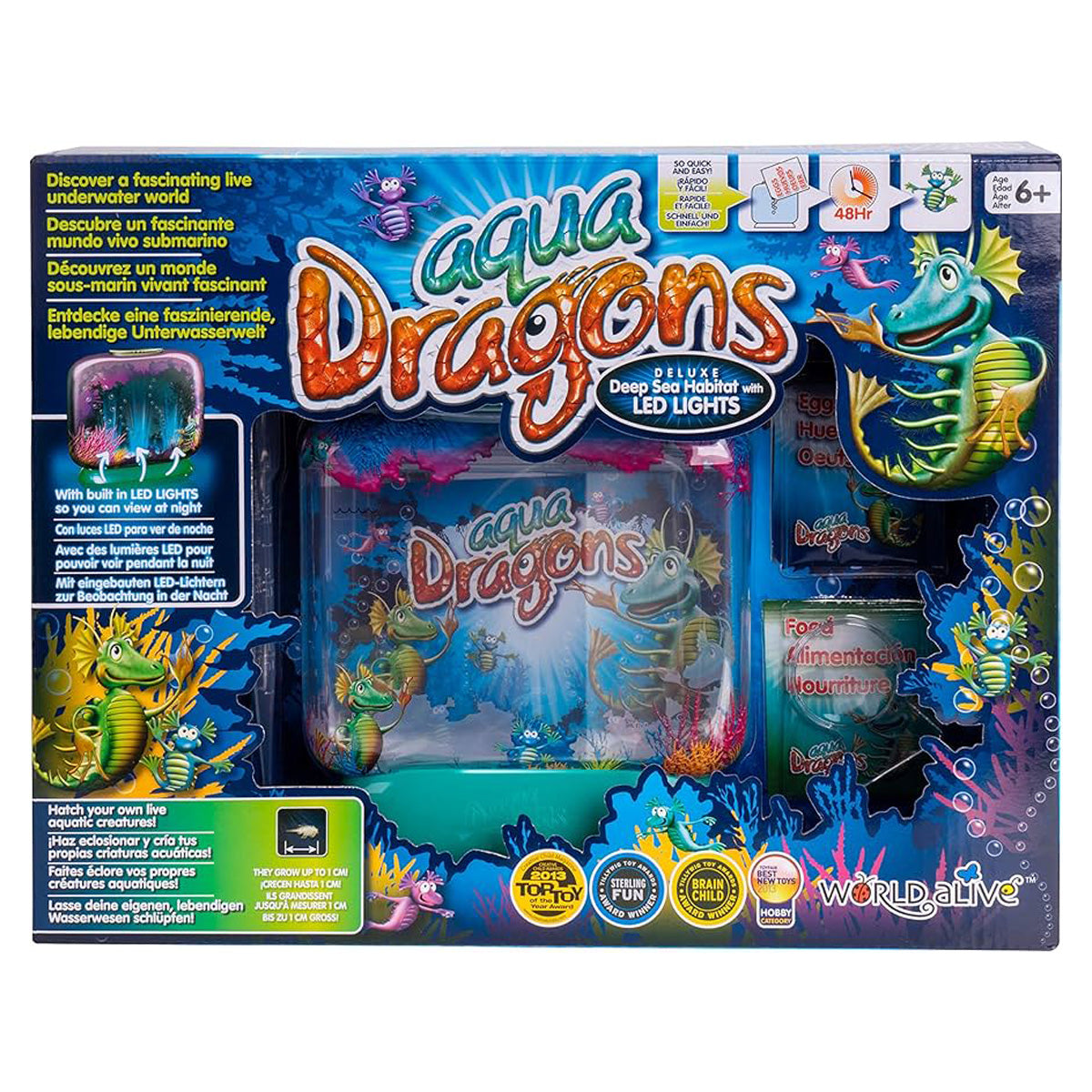 Aqua Dragons Underwater World Deluxe – Kit D'élevage Avec Réservoir LED, œufs, Nourriture, Pipette Et Loupe – Jouet éducatif STEM, Dès 6 Ans