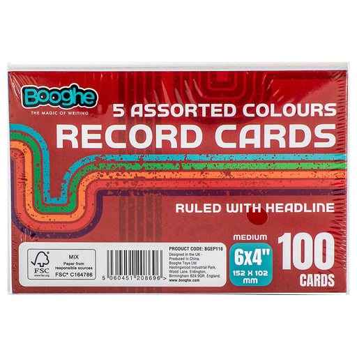 Assorted Colours A6 Record Cards (100 Pack)