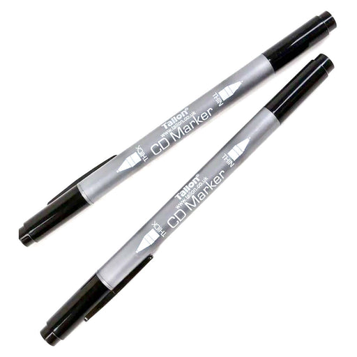 Just Stationery 2 Twin-Tip CD Markers Black (2 Pack)