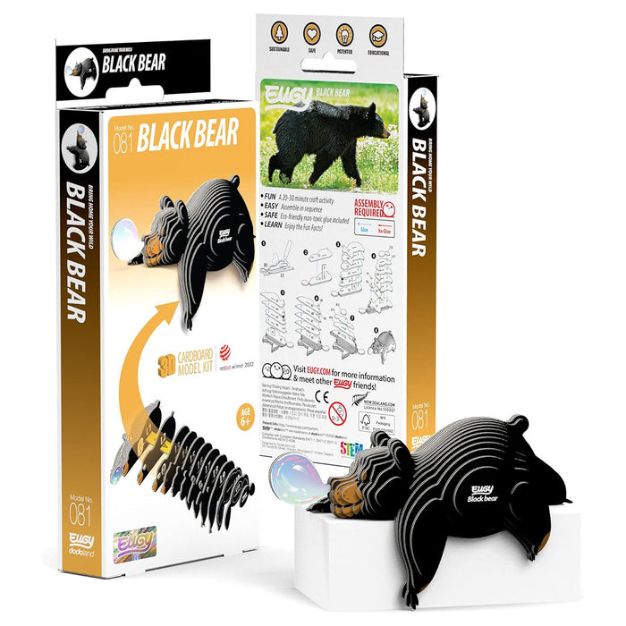 EUGY Black Bear 3D Cardboard Model Kit