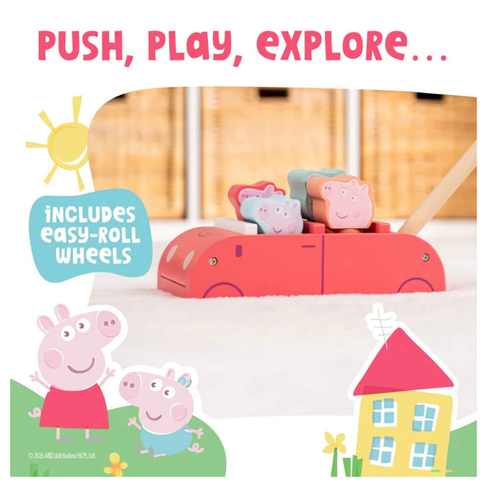 Grow with Peppa Pig Wooden Push Along Family Car