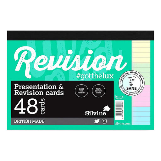 Silvine A6 Presentation & Revision 48 Cards with Assorted Coloured Sections