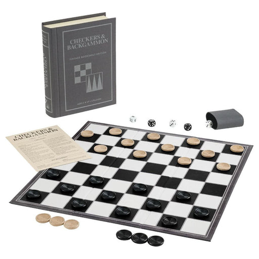 Checkers & Backgammon Vintage Bookshelf Edition Board Game