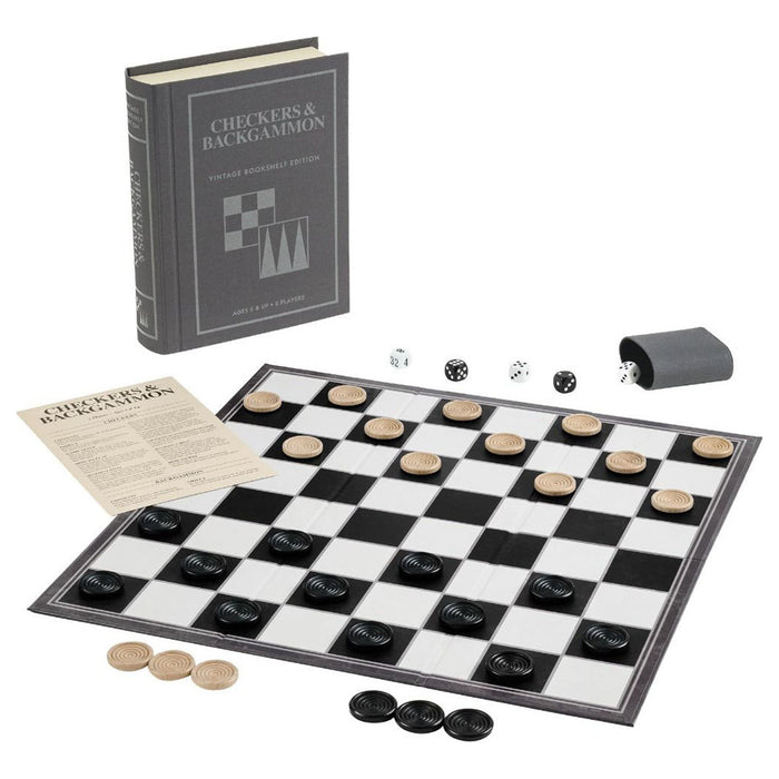 Checkers & Backgammon Vintage Bookshelf Edition Board Game