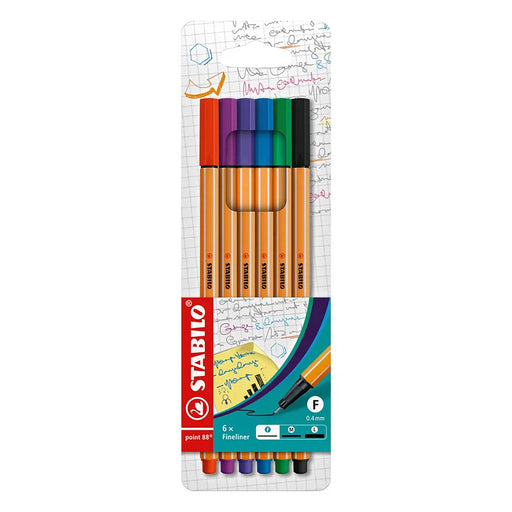 STABILO point 88 Fineliner Coloured Pens (6 Pack)